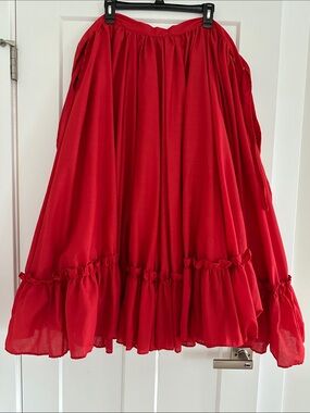 Red Full-Ruffle Women's Skirt